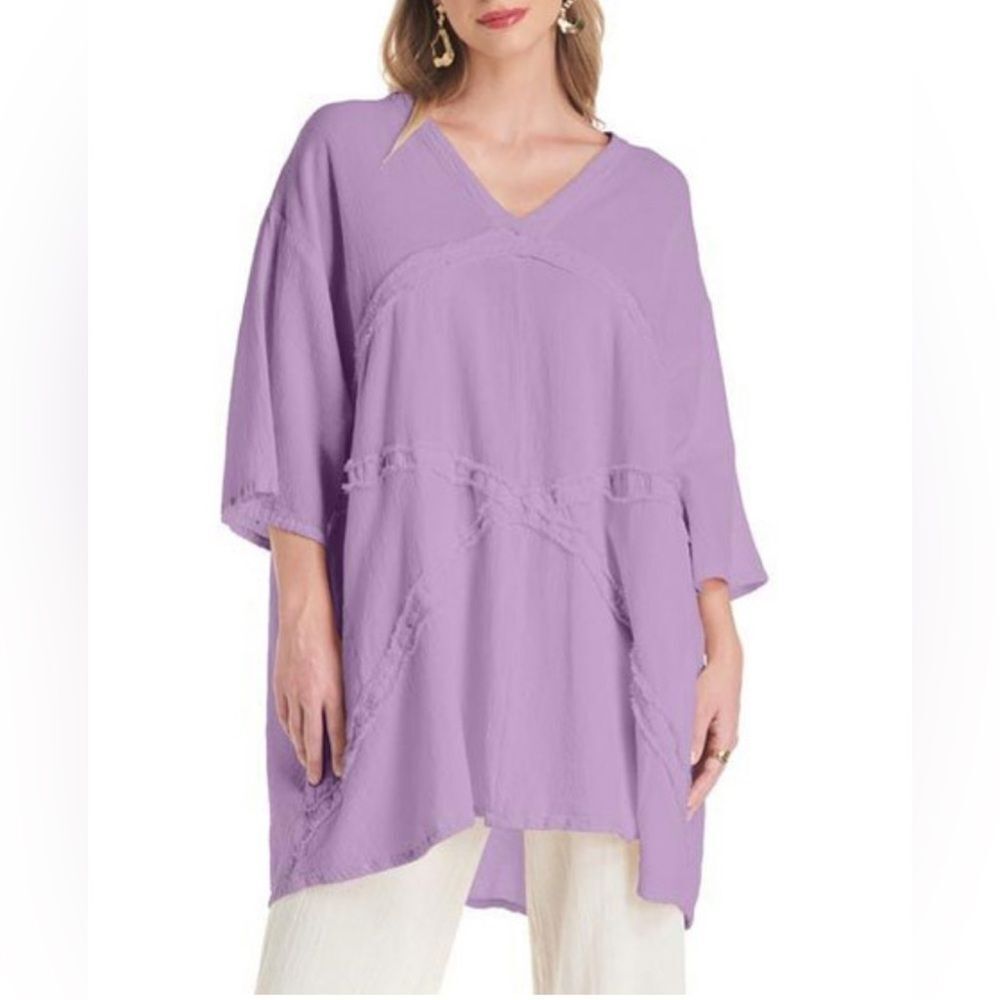 Oh My Gauze Carmen Gauze Top Oversized Lagenlook in Purple Size 1 S/M